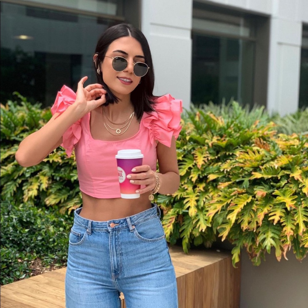 Zara ruffled poplin top